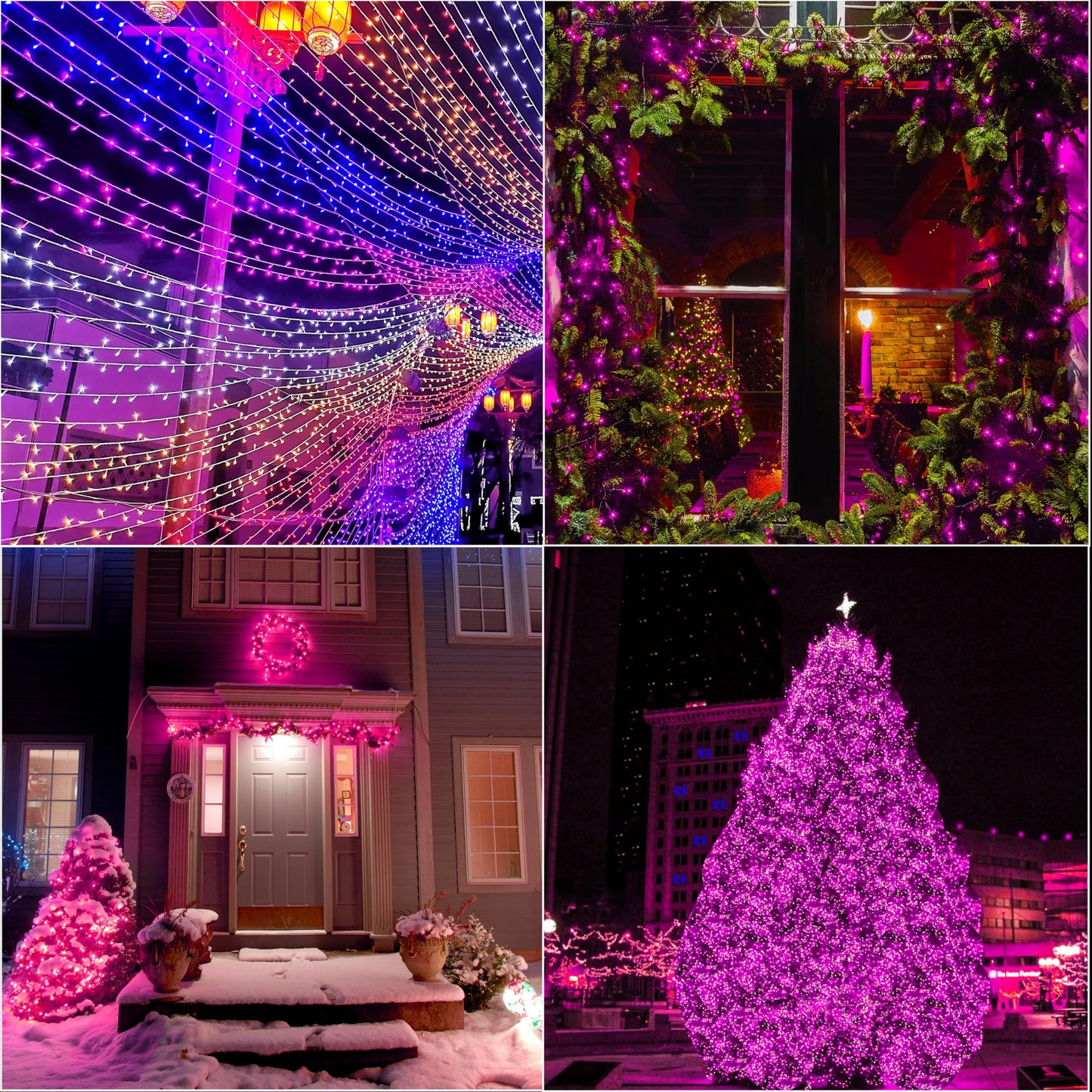 Lamphome 66Ft Christmas Decorative Mini Lights 200 Led Transparent Wire Fairy Starry String Lights Plug In  11 Lighting Modes  For Indoor Outdoor Xmas Tree Wedding Party Decoration (Pink)