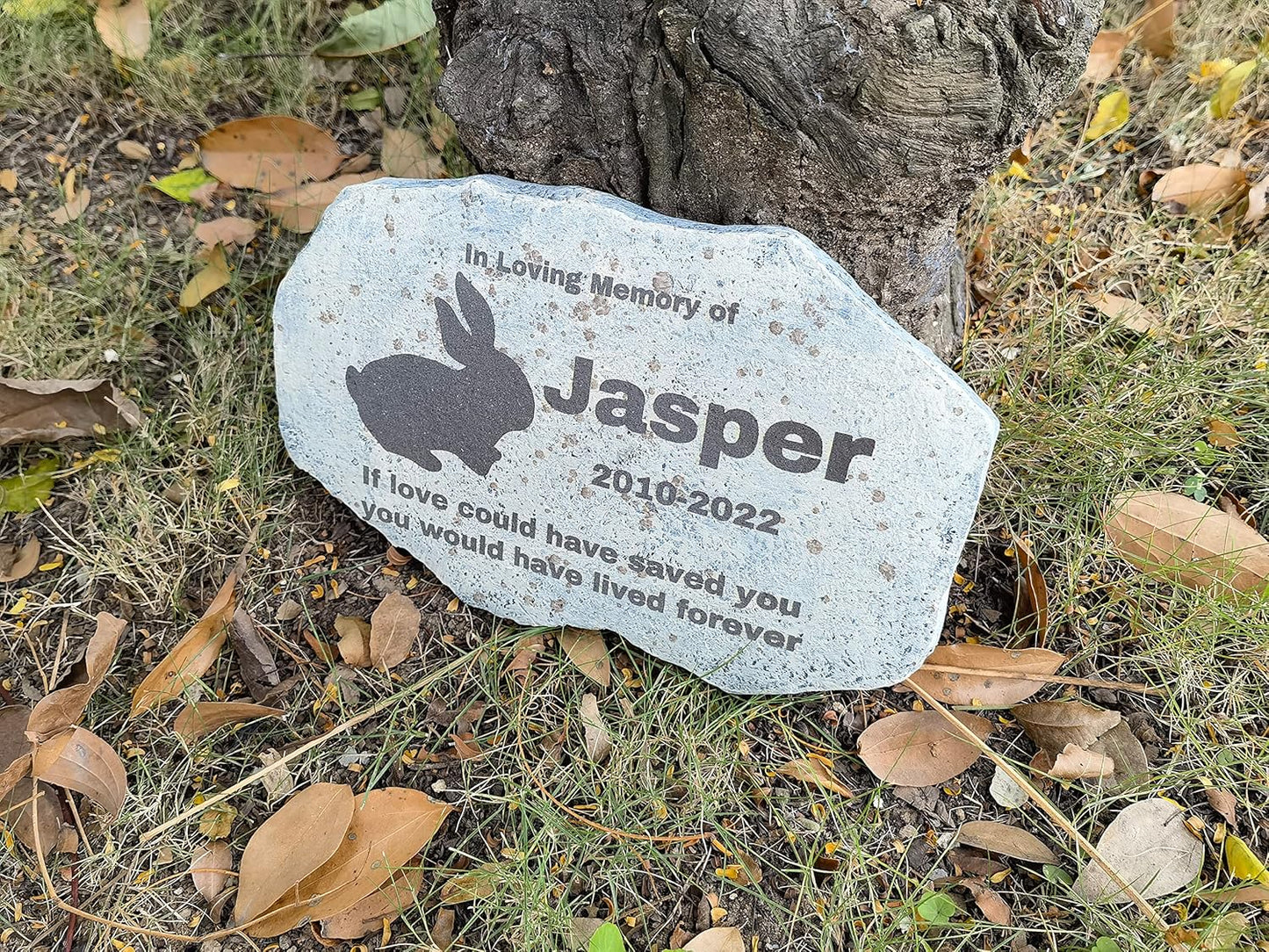 Zatanmulo Personalized Pet Memorial Stone, Garden Memorial Stone Personalized, Rabbit Headstone, Rabbit Tombstone, Memorial Plaque Outdoor, Garden Stepping Stone (Rabbit)