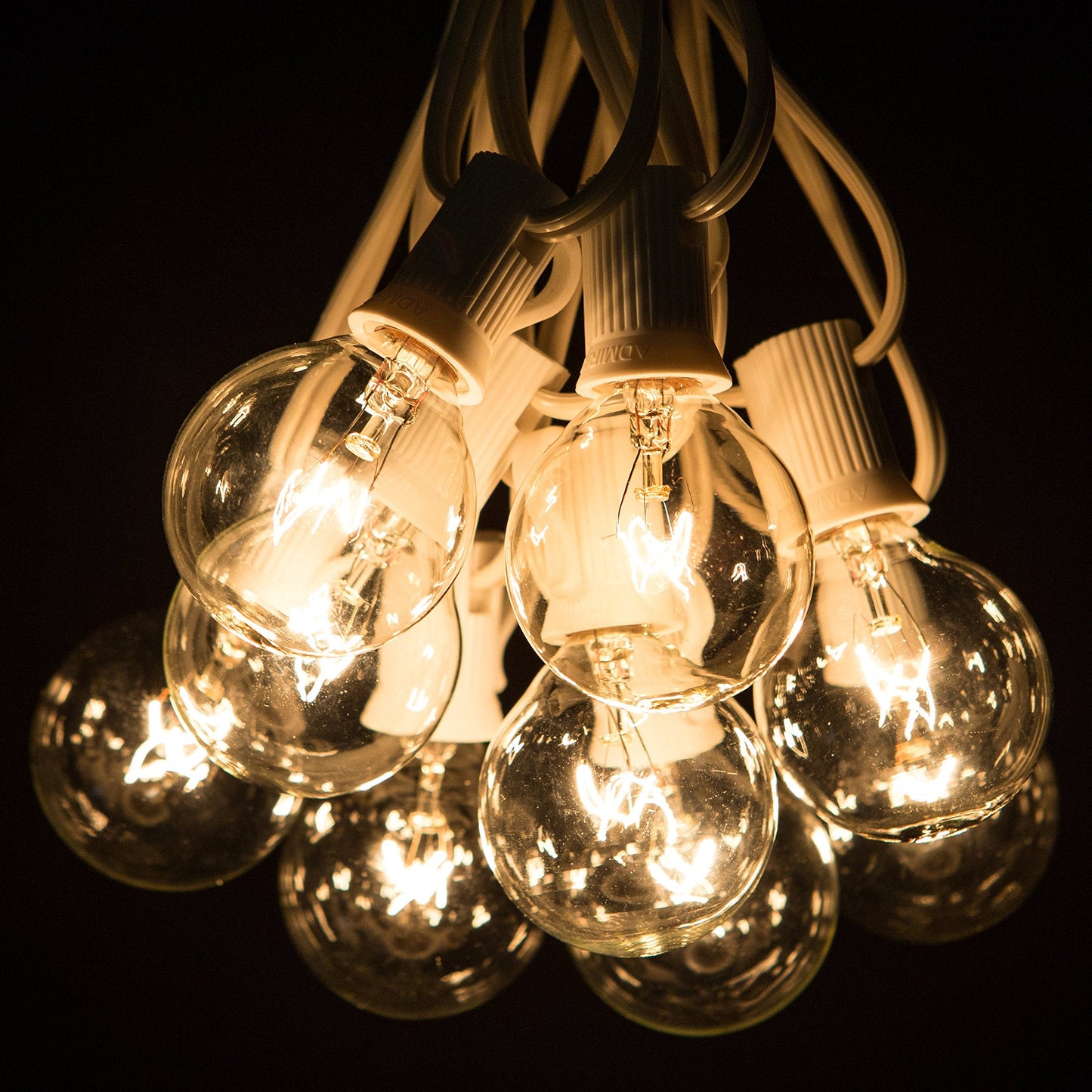 Hometown Evolution G40 Globe String Lights - 100 Foot White Wire, Clear Bulbs, Ideal for Weddings, Bistro & Tent Lighting