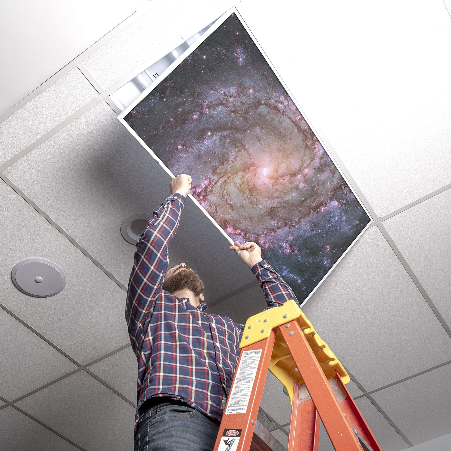 OCTO LIGHTS Fluorescent Light Cover enhanced Backlit Film Insert 2x4 (22.38inx46.5in) M83 Galaxy Model 020