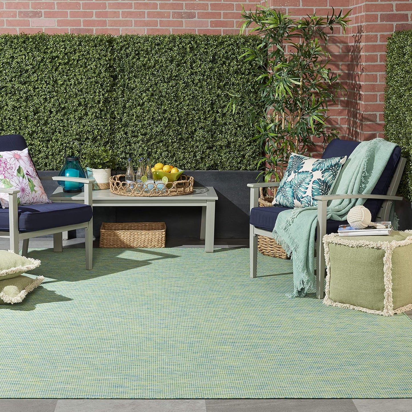 Nourison Home Positano 10' x 14' Blue/Green Fabric Modern Area Rug (10' x 14')