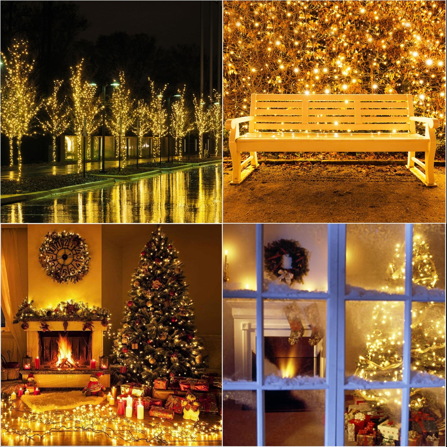 Lamphome 33Ft Golden Christmas Decorative Mini Lights  100 Led Transparent Wire Fairy Starry String Lights Plug In  11 Lighting Modes  For Indoor Outdoor Xmas Tree Wedding Party Decoration (Yellow)