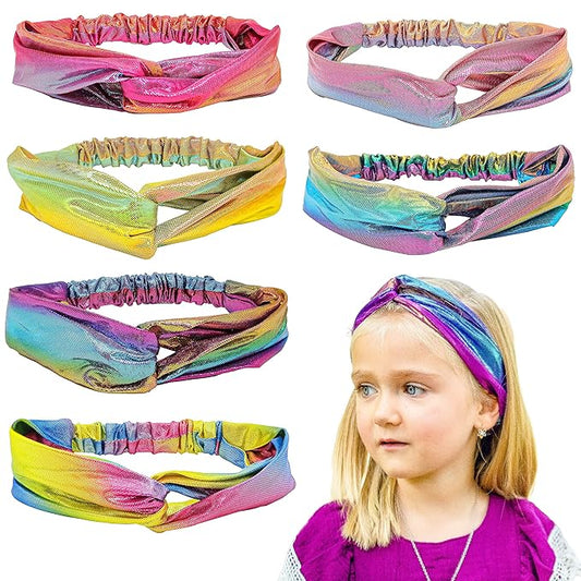 FROG SAC 6 Mermaid Knotted Headbands For Girls, Little Girl Hair Accessories, Kids Knot Headwraps, Criss Cross Tie Dye Hea...