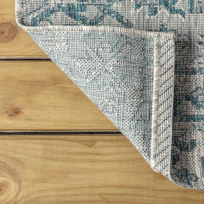 JONATHAN Y SMB105C-14 Estrella Bohemian Medallion Textured Weave Teal/Gray 10 ft. x 14 ft. Indoor/Outdoor Area Rug, Pet Friendly, Non-Shedding, Stain Resistant, Easy-Cleaning for Backyard, Patio