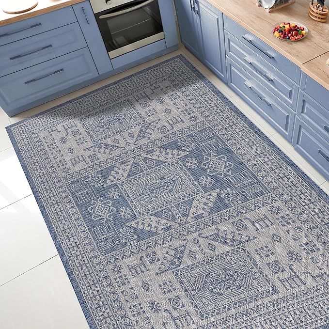 Keen Home Design Terrace Outdoor Area Rug - 6x9 Washable Indoor/Outdoor Rug for Patio, Kitchen, Balcony, Beach, Garden, Deck and Porch, Size: 6'x8'10"
