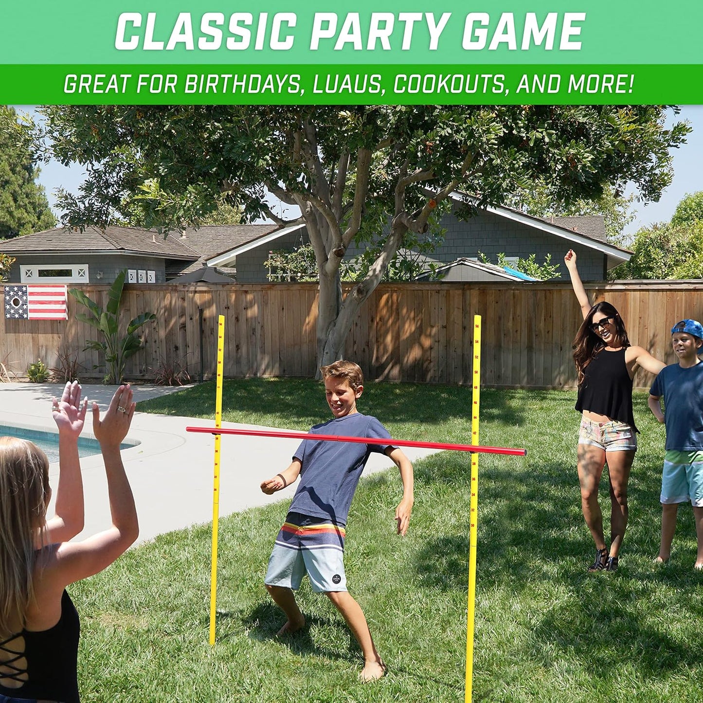 GoSports Lawn Limbo Game for Kids and Adults - Stake into Grass or Sand