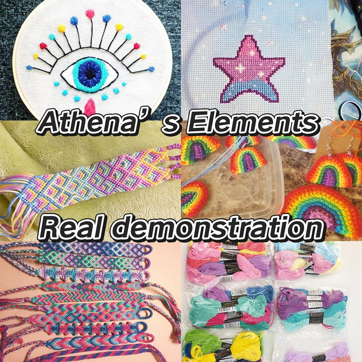Athena’s Elements Embroidery Floss | Rainbow Thread for Embroidery, Cross Stitch Thread, Customized Independent Packaging（100 Colors）(Mermaid Color Palettes)