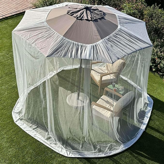 Mosquito Net for Umbrella 11 FT | Large Sizes & Fabric Designed for Outdoors | Insect House Screen Netting for Patio, Porch & Garden Terrace | Outside Canopy Bug & Fly Protection Enclosure
