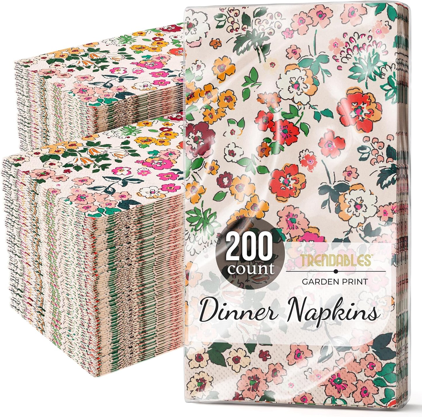 Trendables Floral Napkins for decoupage 200 Pcs 3 Ply floral paper napkins decorative Guest Towels Disposable Bathroom, Flower Design For Tea Party Decorations, Dinners & Weddings