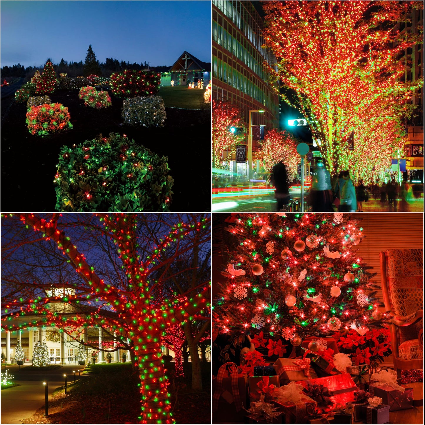 Lamphome 33Ft Christmas Decorative Mini Lights  100 Led Transparent Wire Fairy Starry String Lights Plug In  16 Lighting Modes  For Indoor Outdoor Xmas Tree Wedding Party Decoration (Red+Green)