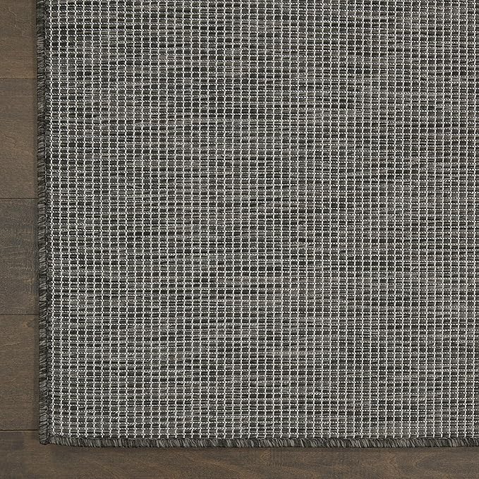 Nourison Positano Indoor/Outdoor Charcoal 3' x 5' Area Rug, Easy Cleaning, Non Shedding, Bed Room, Living Room, Dining Room, Backyard, Deck, Patio (3x5)