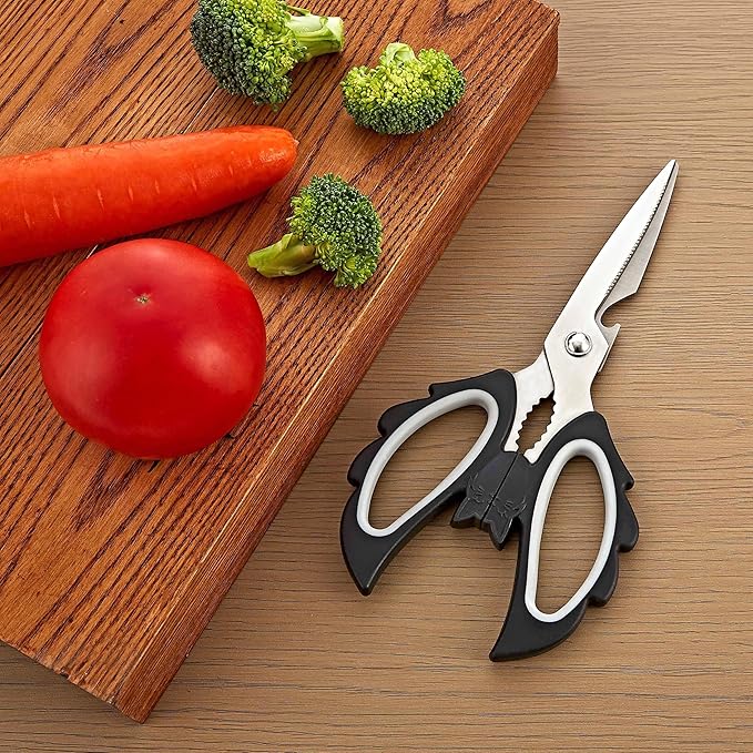 Livin Angel Wings Cat Style Kitchen Ambidextrous Scissors for Women, Large Grip Openings Utensils, Halloween Kitchen Accessories for Vegetables Meat Cutting, Comfortable Ergonomic Fit for Office