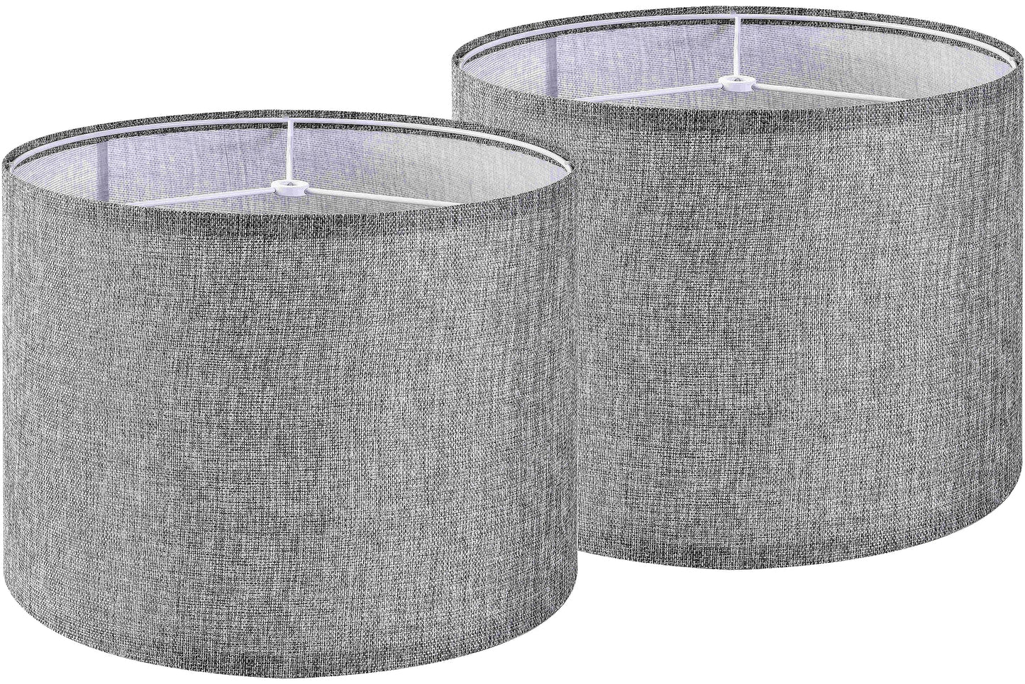 GO&SO Gray Drum Lamp Shades Set of 2 - Medium 13inx13inx10in - Polypropylene - Traditional Design for Table & Bedside Lamps