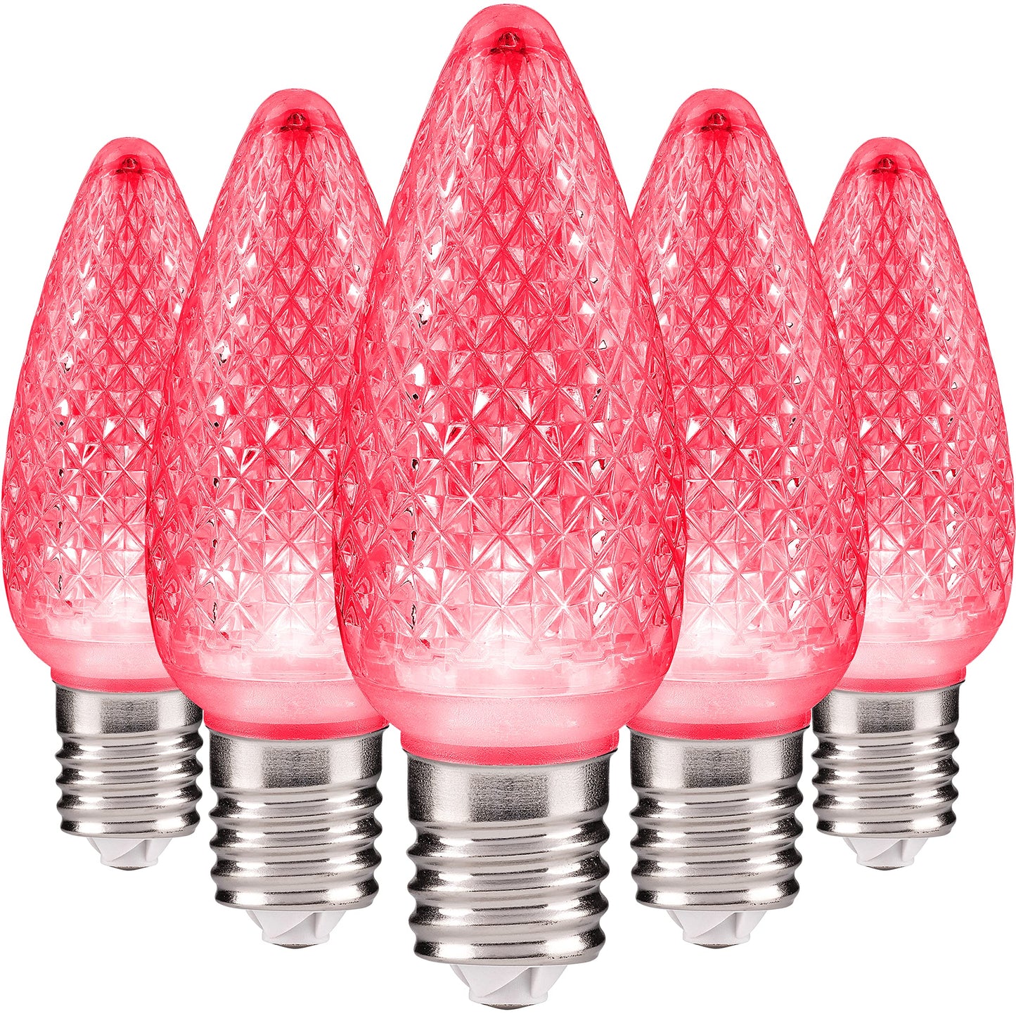 Hlo Lighting Set Of 25 Pink C9 Faceted Led Christmas Light Bulbs For Indoor & Outdoor Use | Durable Replacement Bulbs
