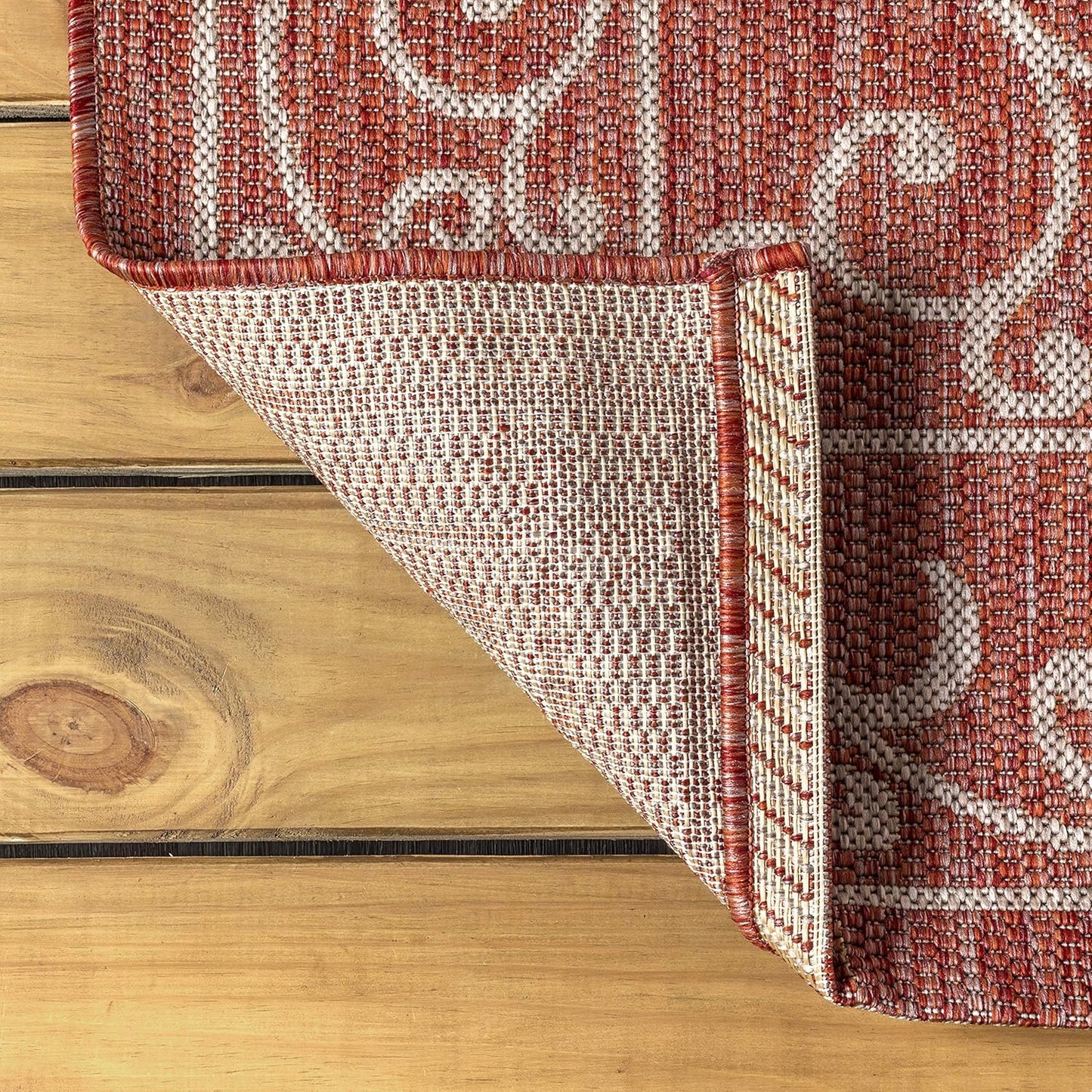 JONATHAN Y Vintage Filigree Indoor Outdoor Area Rug 3X5 Red/Beige, Charleston Textured Weave for Backyard, Patio, Porch, Easy-Cleaning, High Traffic, Pet-Friendly, Non-Shedding (SMB106B-3)