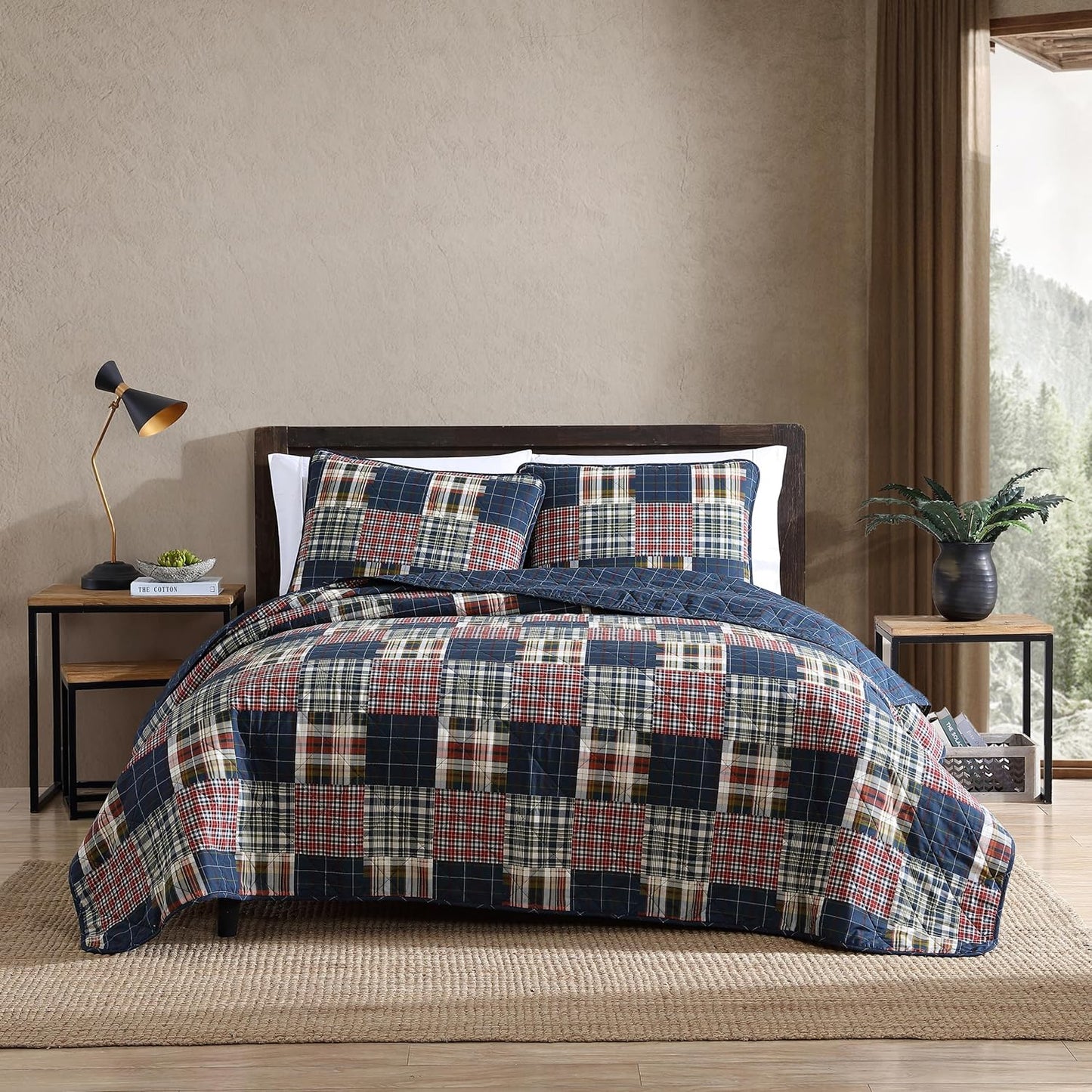 Eddie Bauer Poppy & Fritz Compass Cotton Blue 4 Piece Sheet Set-Full