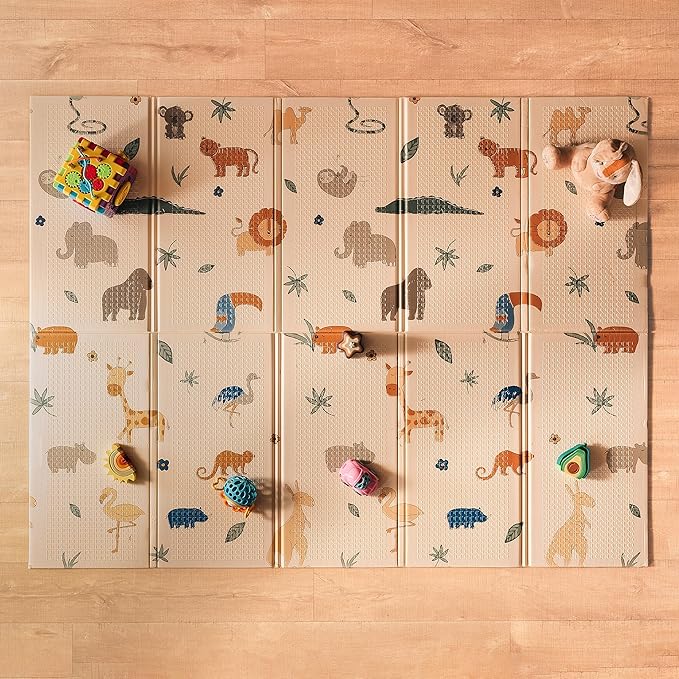 Nuby Reversible Baby Floor Mat, 77" x 58" - Foldable and Lightweight Baby Play Mat for Floor - Easy Storage and Travel - S...