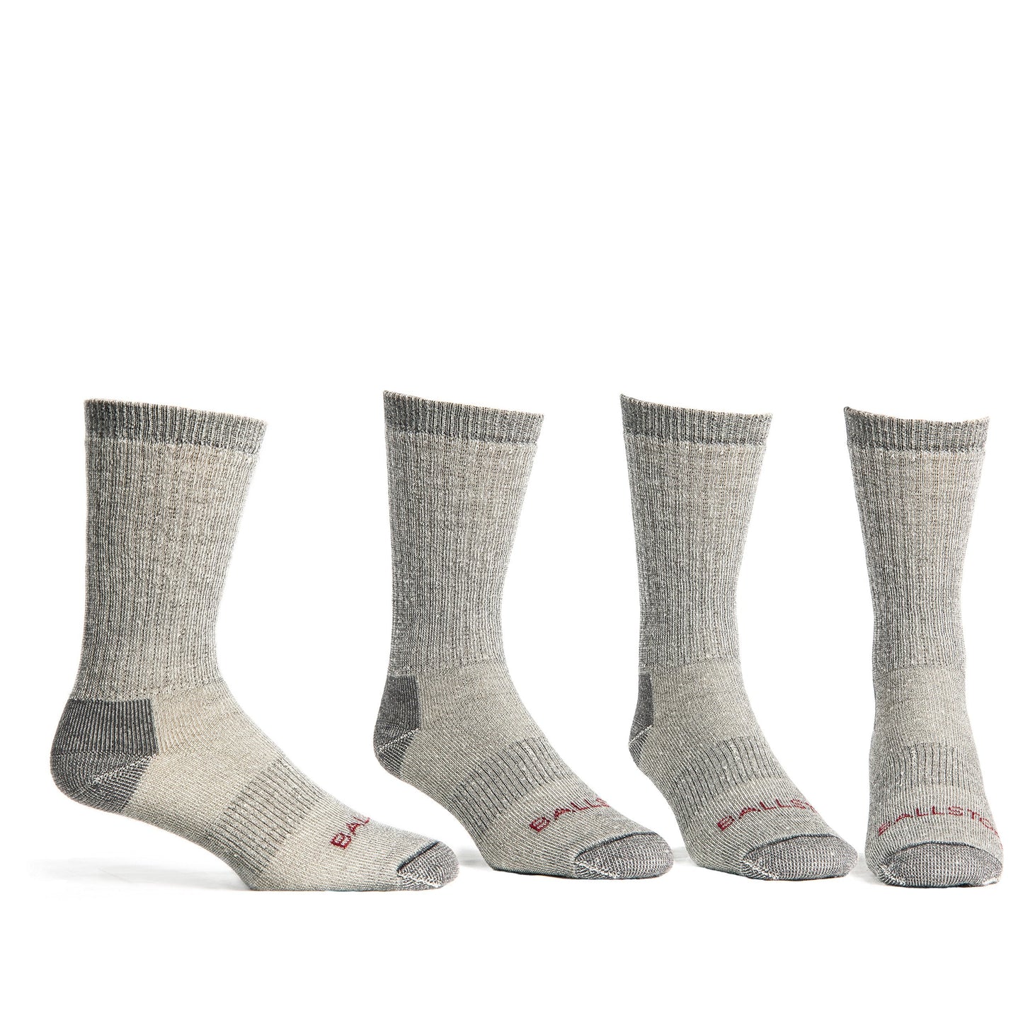 Ballston Lightweight 81% Merino Wool Crew Hiking Socks - 4 Pairs for Men and Women(Lunar Gray, S (Fits Women's Shoe 4-6, Youth 1-4))