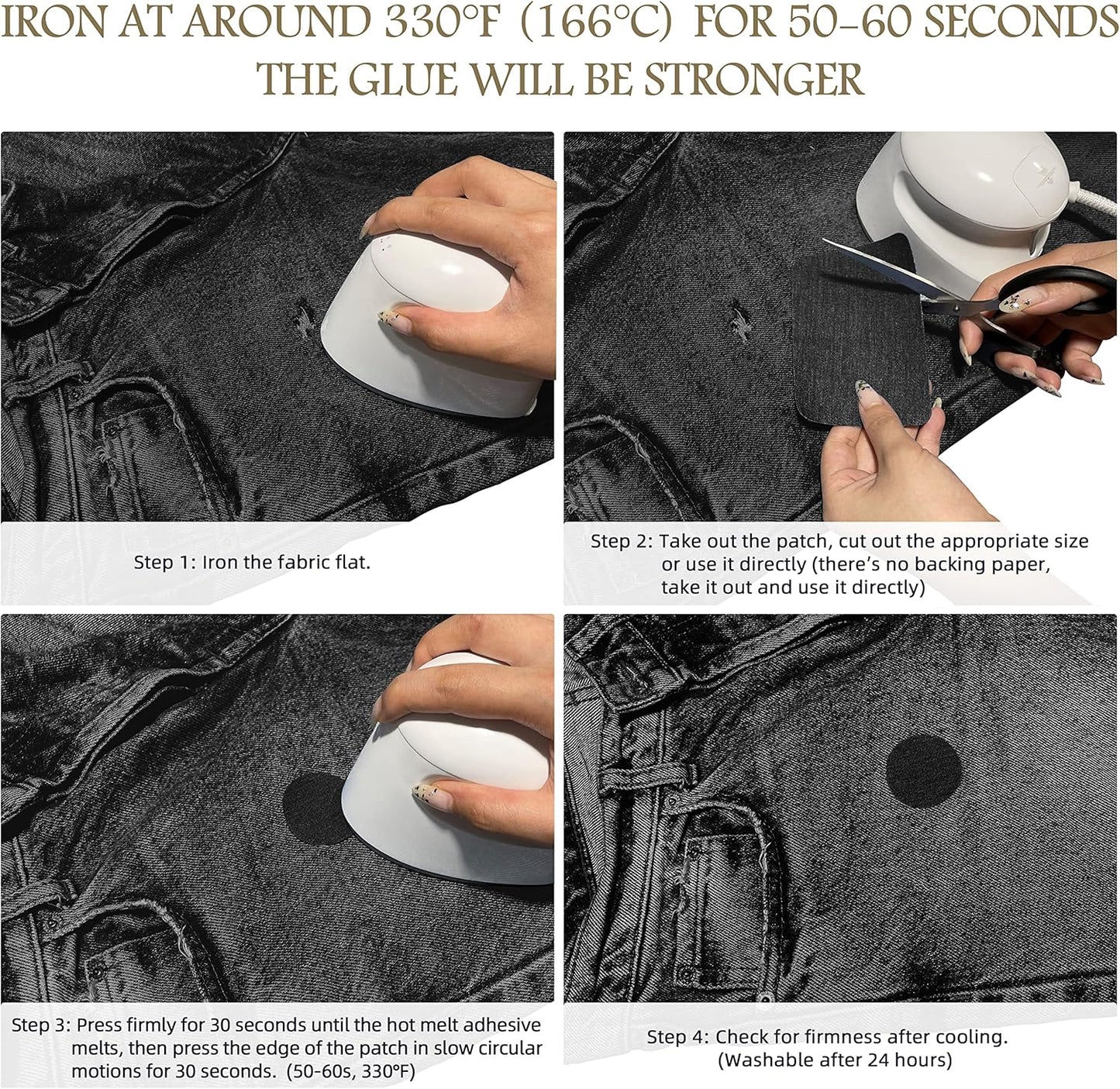 KING MOUNTAIN Iron-on Repair Patch 20 Pcs Pack,100% Cotton Iron-on Repair Patch,3" x4-1/4 with Back Glue Fabric Repair Kit,Repair Denim, Clothes and Fabric (White1.0