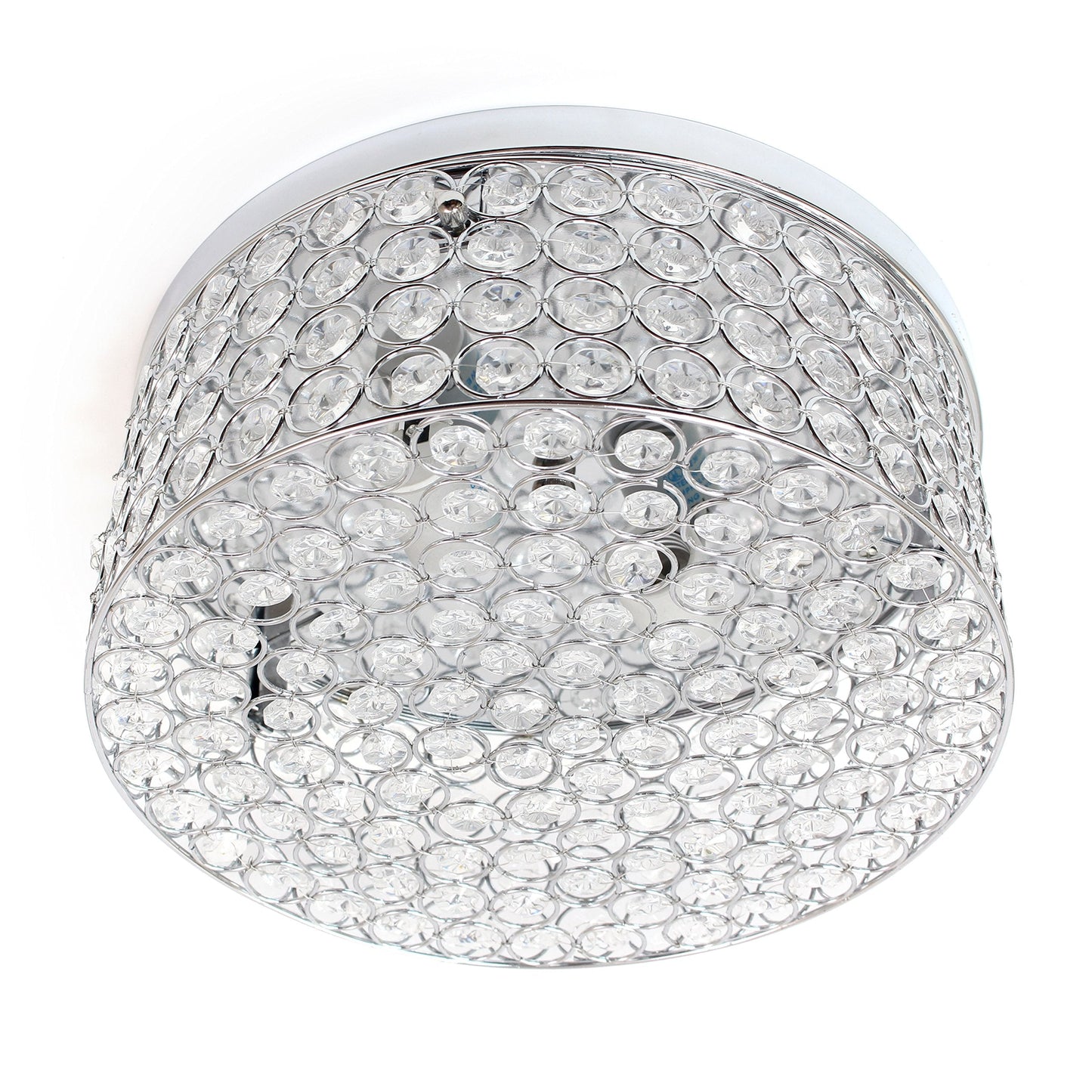Elegant Designs FM1003-CHR Ceiling Flush Mount Fixture, 12 Inch, 2 Light, Chrome, Crystal