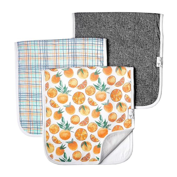 Copper Pearl Baby Burp Cloth Large 21''x10'' Size Premium Absorbent Triple Layer 3-Pack Gift Set “Citrus