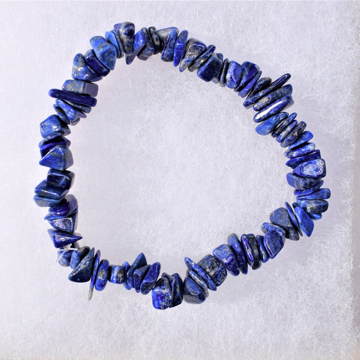 Zenergy Gems CHARGED 7 Lapis Lazuli Crystal Chip Stretchy Bracelet Tumble Polished + Selenite Charging Crystal Included (INCREAS