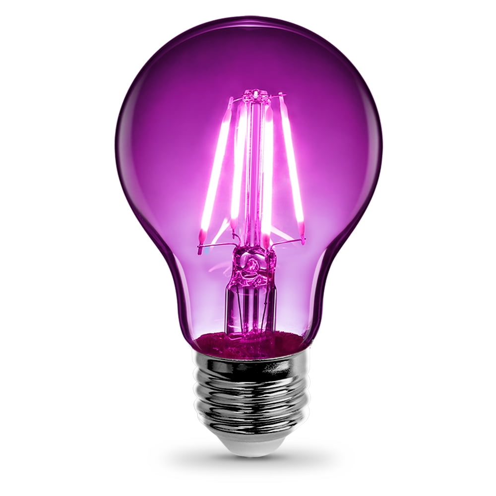 Feit Electric A19 Purple Filament Led Bulb, 25W, Glass, 2.38 D X 4.44 H, Model A19/Tp/Led,