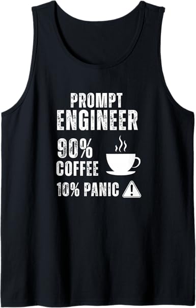 Prompt Engineer 90 Percent Coffee Rest is Panic Design Tank Top