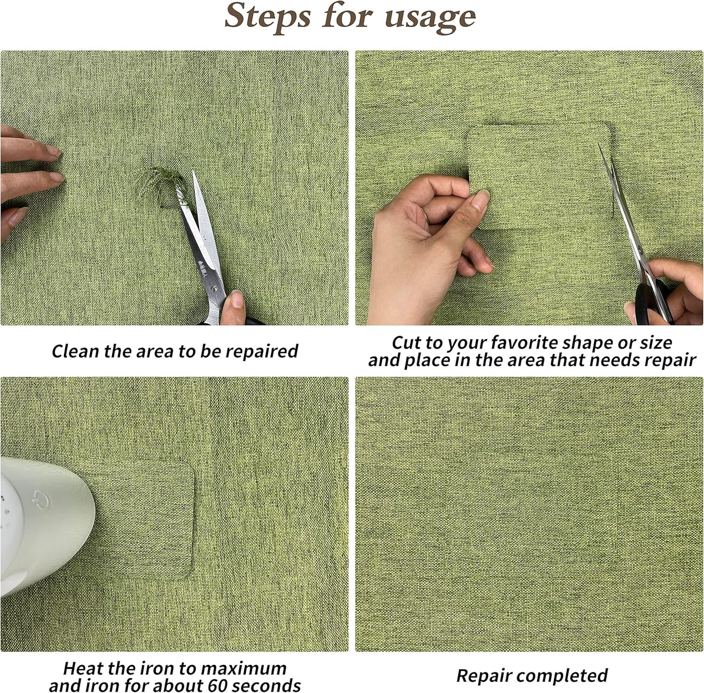 King Mountain Premium Linen Fabric Iron-on Repair Patch, Inside&Outside Fabric Repair Patch, 3"x60" with Backing Glue Linen Repair Decorative Patch kit (Linen-3"x60", Light Grey)