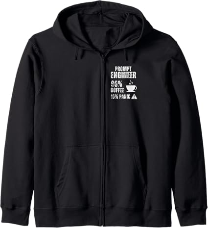 Prompt Engineer 90 Percent Coffee Rest is Panic Design Zip Hoodie