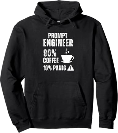 Prompt Engineer 90 Percent Coffee Rest is Panic Design Pullover Hoodie