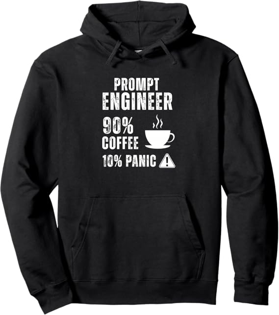 Prompt Engineer 90 Percent Coffee Rest is Panic Design Pullover Hoodie