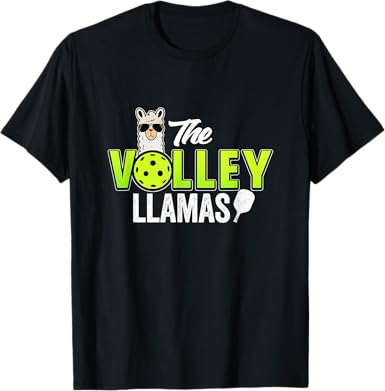 The Volley LLamas comic style llama pickle ball team T-Shirt