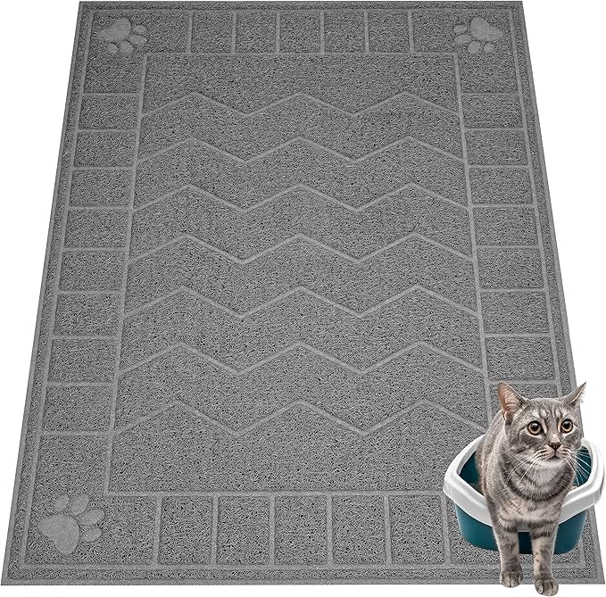 Motsamla Cat Litter Mat, Litter Trapping Mat Soft on Kitty Paws, 47" x 35" Kitten Litter Box Mat for Cleaner Floors, Water...