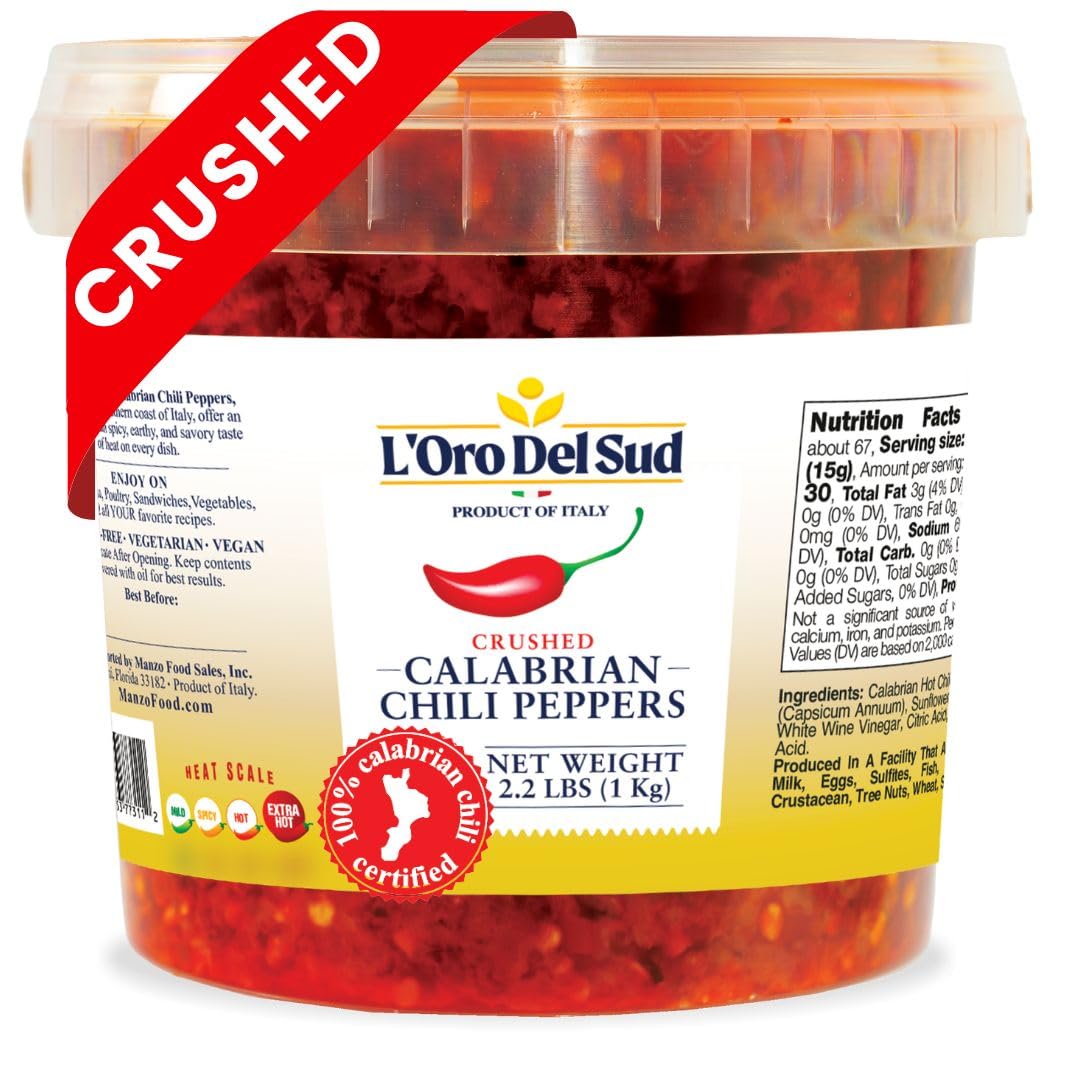 L’Oro Del Sud, Crushed Calabrian Chili Peppers Paste, 2.2 lb (1 kg)
