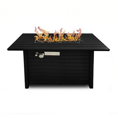 Mondawe 24" H Steel Propane Outdoor Fireplace Patio Fire Pit Table with Lid