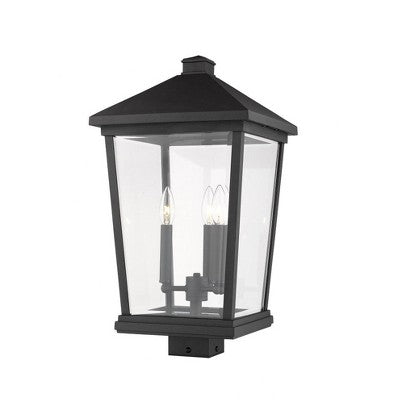 Beacon 3-Light Outdoor Post Light - Dimmable Aluminum Lantern, Wet Rated, 12" x 22.25"