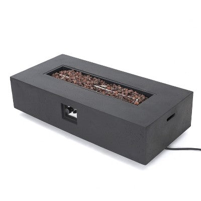 GDFStudio Hearth Outdoor 50,000 BTU Rectangular Lightweight Concrete Fire Pit Table