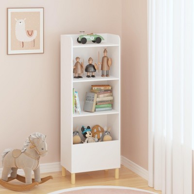 KTMBDW Kids Bookcase, 4-Tier Children's Book Display, Bookshelf Toy Storage Cabinet Organizer for Children's Room, Playroom, Nursery, White