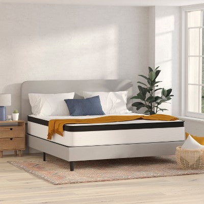 Flash Furniture Capri Comfortable Sleep Firm 12 Inch CertiPUR-US Certified Hybrid Pocket Spring Mattress, Extra Firm Feel, Durable Support, Mattress in a Box