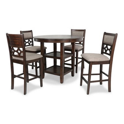 New Classic Furniture, Mitchell 5-Piece Transitional Wood Counter Set in Cherry