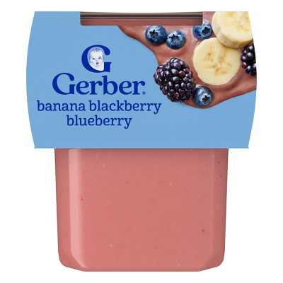 Gerber Baby Food Stage 2 Banana Blackberry Blueberry Puree Tub - 4oz/2ct