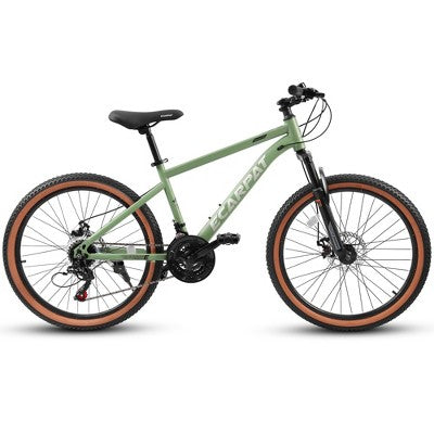 Gulches 24 Inch Mountain Bike for Teenagers - High Carbon Steel Frame, Disc Brakes, Brown Edge Tires, Durable Design, Ideal