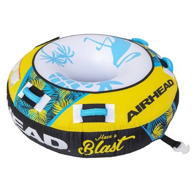 Airhead Blast Single Rider Towable with 4 Neoprene Covered Handles and Self Draining Floor - Yellow
