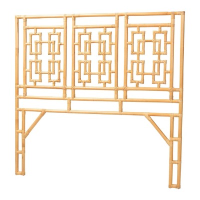 bali & pari Queen Size Galvan Rattan Standalone Headboard Light Honey