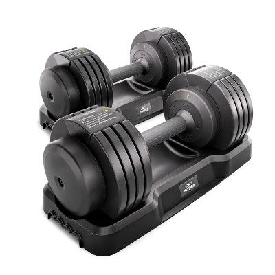 FLYBIRD 1 Pair 55LBS-Adjustable Dumbbell, Multiweight Options for Full Body Workout（110LB in Total）