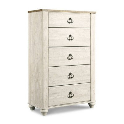Signature Design by Ashley Willowton Chest of Drawers Cream : 5-Drawer Wood Dresser for Bedroom, Meets ASTM Standards