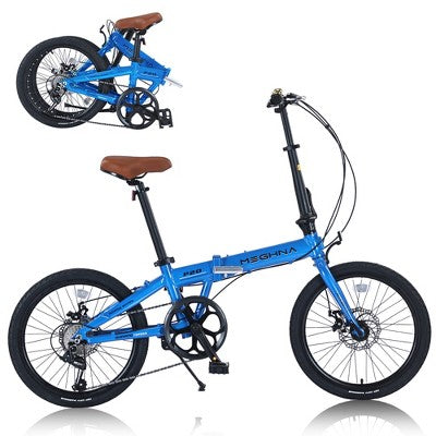 VASIP "20" Lightweight Aluminum Folding Bike - 7-Speed Portable City Commuter for Urban Adults, Compact Design,White