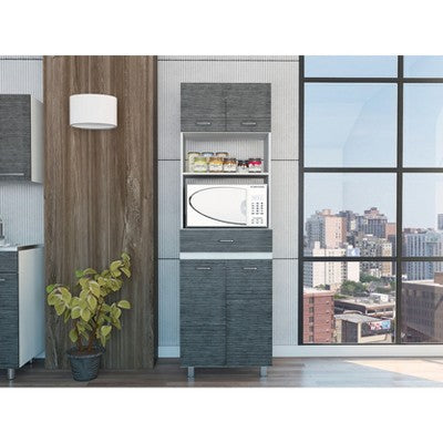 CAVINAS Microwave Pantry Cabinet,79.2" Tall Kitchen Storage with 4 Doors,5 Shelves,1 Drawer,Freestanding Appliance Pantry Cabinet for Pots,Pans
