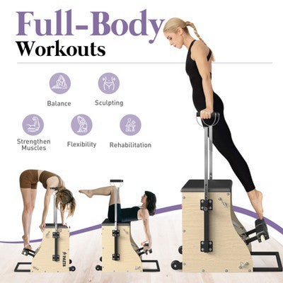 Pilates Chair,Pilates Combo Chair,Wunda Chair with Resistance Bands, Handles, and Split Pedals